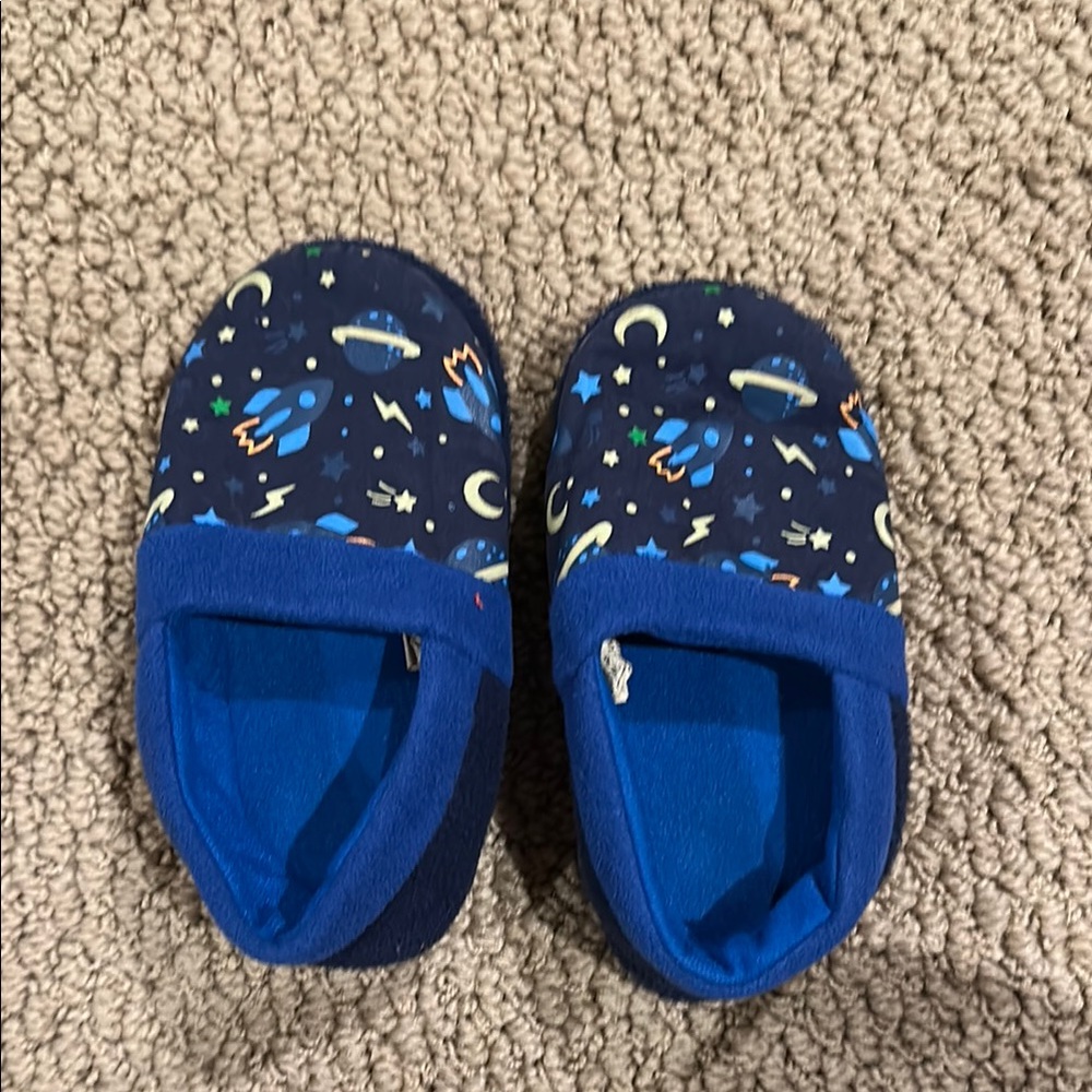 Kids Space-Themed Blue Slippers